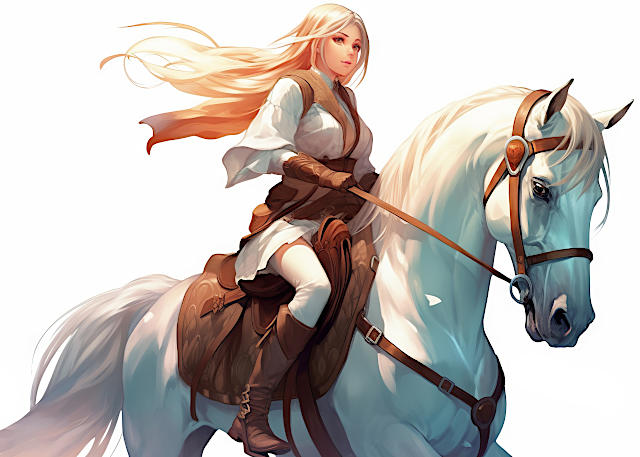 白馬と娘