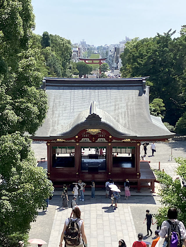 舞殿・三の鳥居・若宮大路を望む。